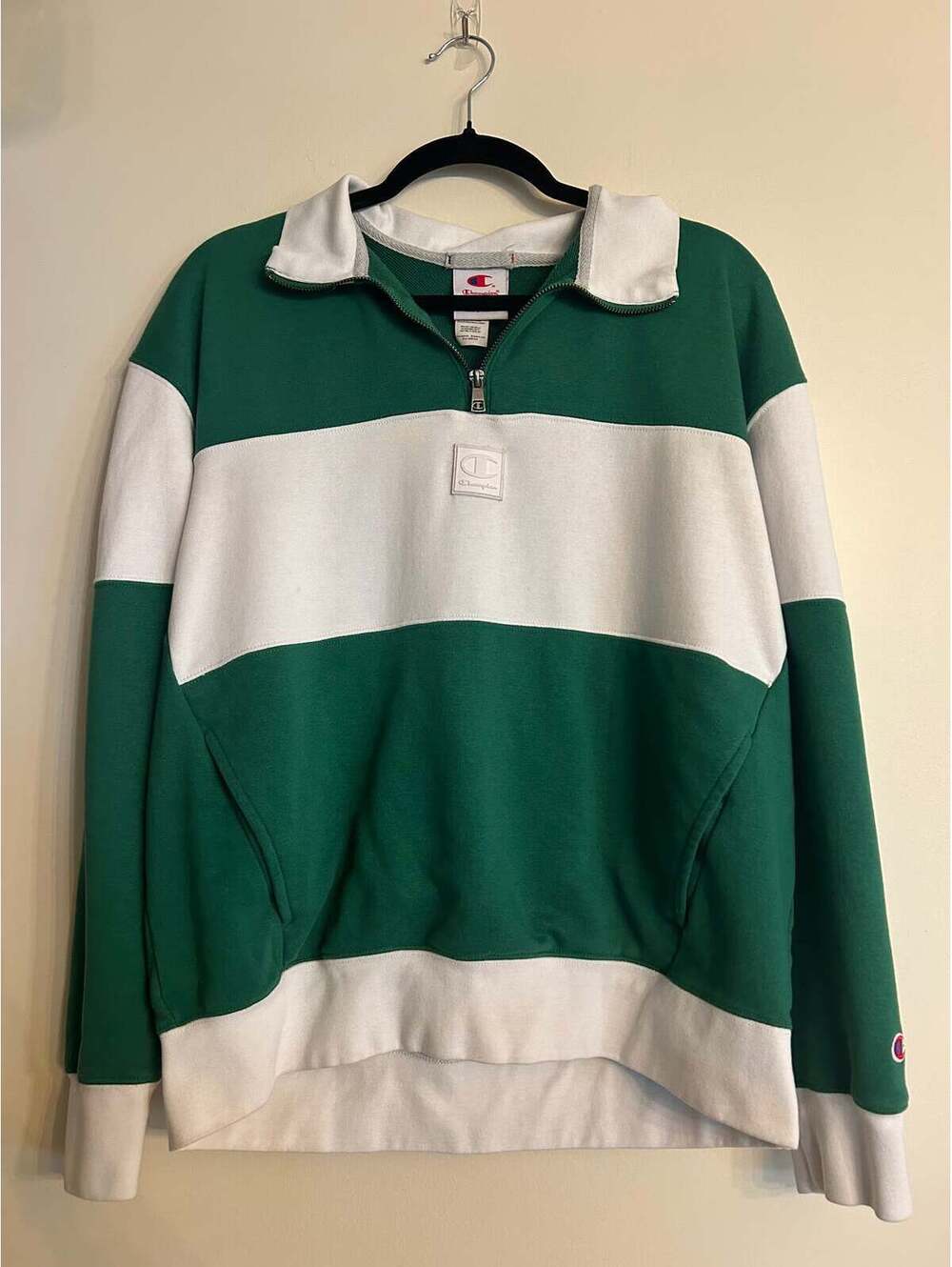 Champion Green & White Quarter Zip M